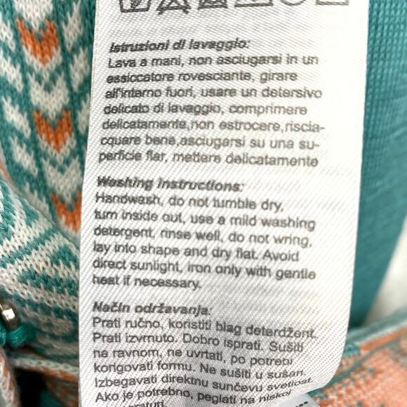 IVKO Woman Intarsia Knit Cardigan Sweater Sz XXL Aqua Alpen Nordic Scandi Girl - Picture 9 of 10